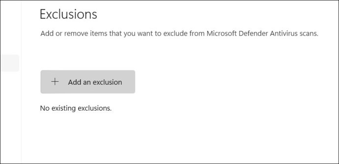 add an exclusion in Windows security
