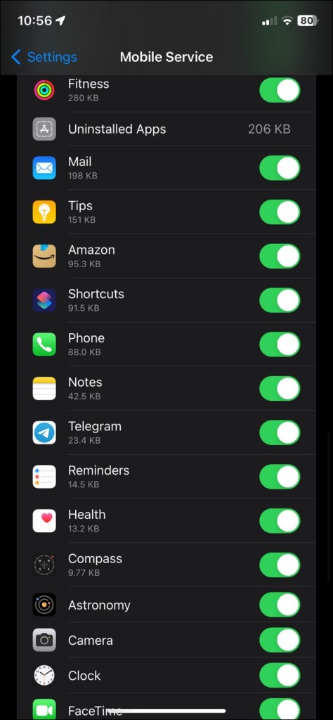 mobile data settings for Telegram