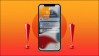 An iPhone with notifications and an orange background.