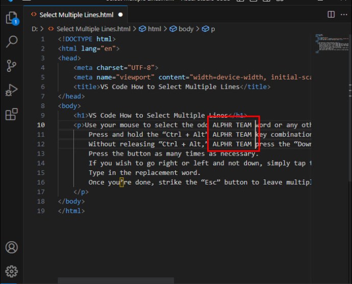 Highlighting the multiple cursors in Visual Studio Code