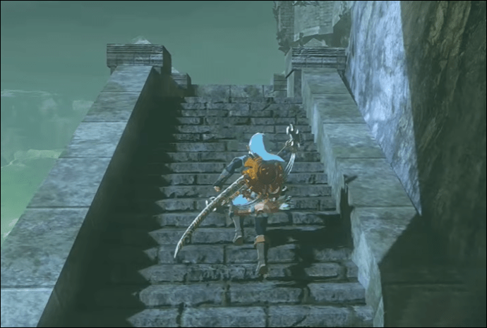 Going up a staircase in Hyrule Castle in Legend of Zelda: Tears of the Kingdom