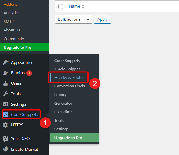 Header and footer option