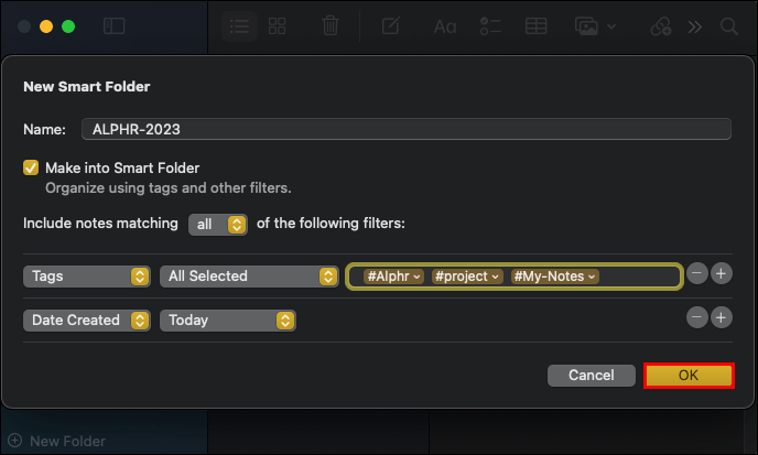 MacOS Notes App; enabling tags
