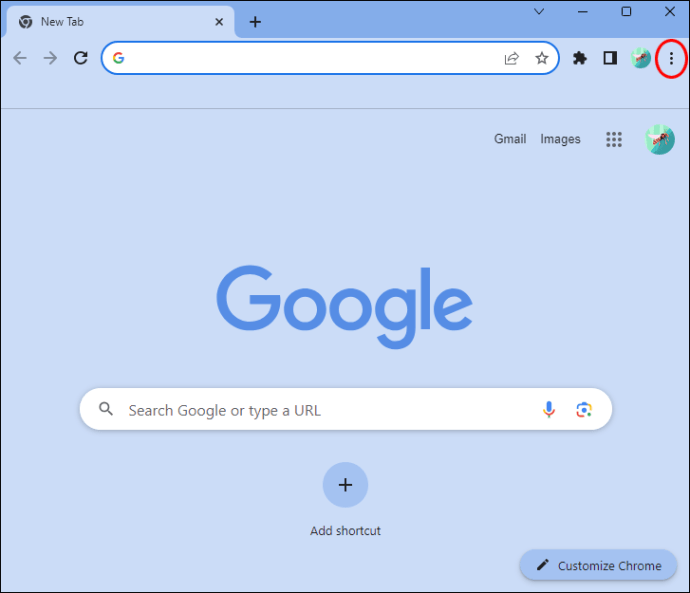Three dot menu icon in Google Chrome.