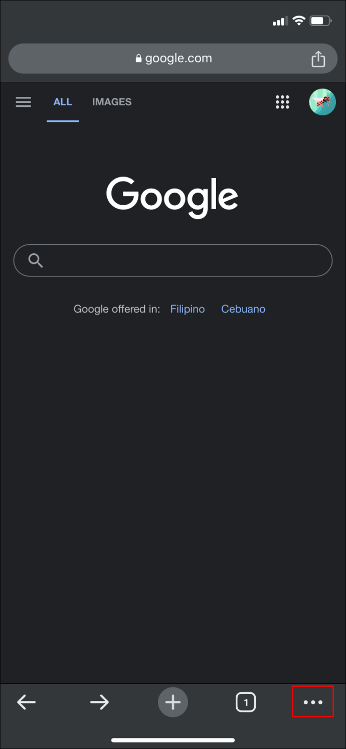 Three dot menu icon Google Chrome mobile app.