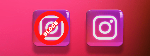 Instagram logo showing the block/unblock sign