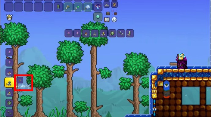 Crafting a Pink Torch in Terraria