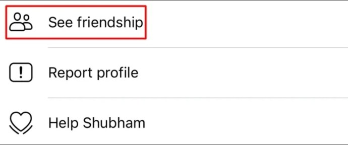 See friendship option in the profile page of Facebook mobile