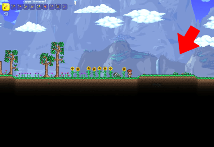 Selecting a clear area in Terraria